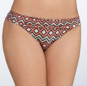 Sunsets Orange and Black Aztec Print Low Rise Bikini Bottoms Size XL New